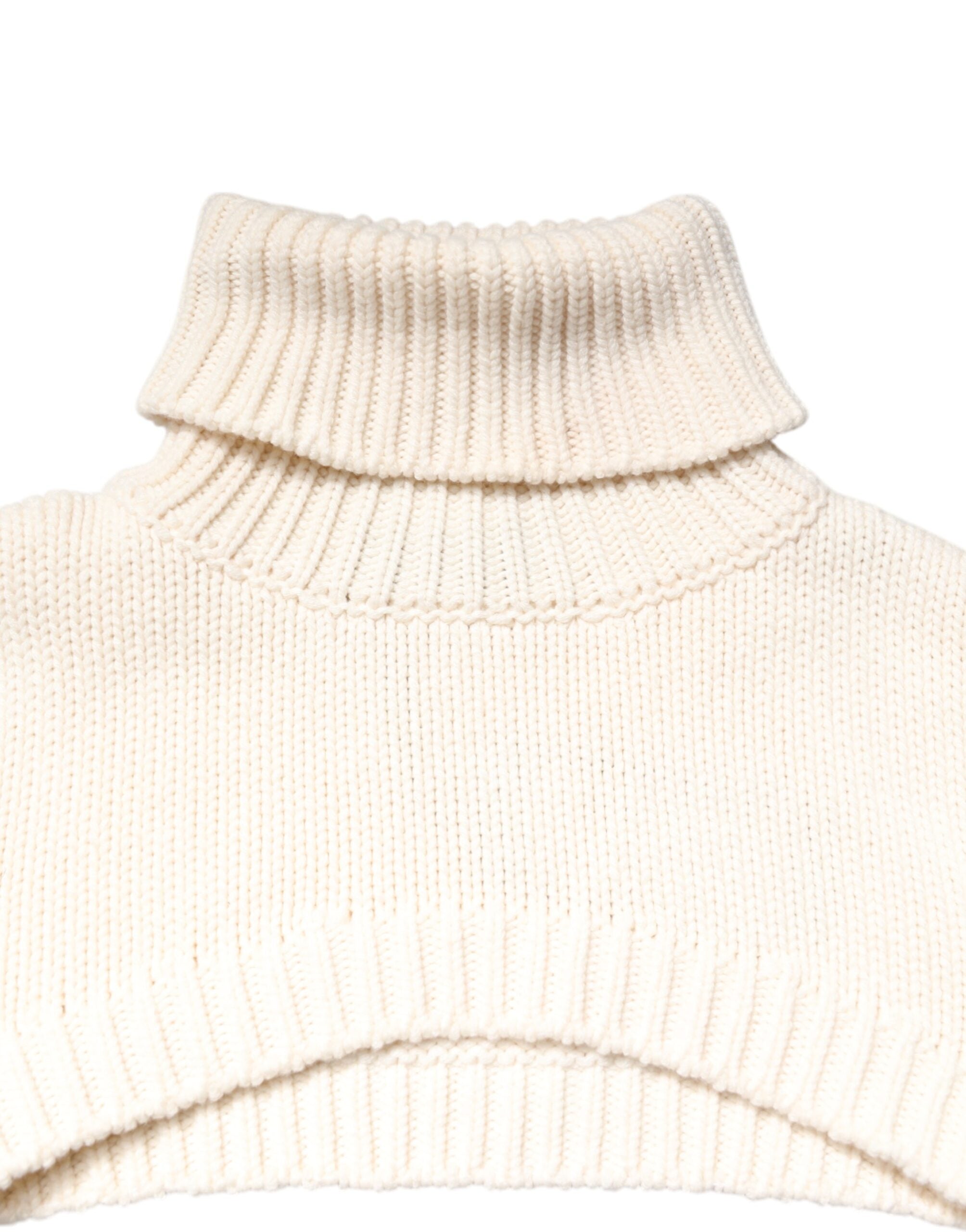 Dolce &amp; Gabbana Ivory Cashmere Turtleneck Cropped Top Sweater
