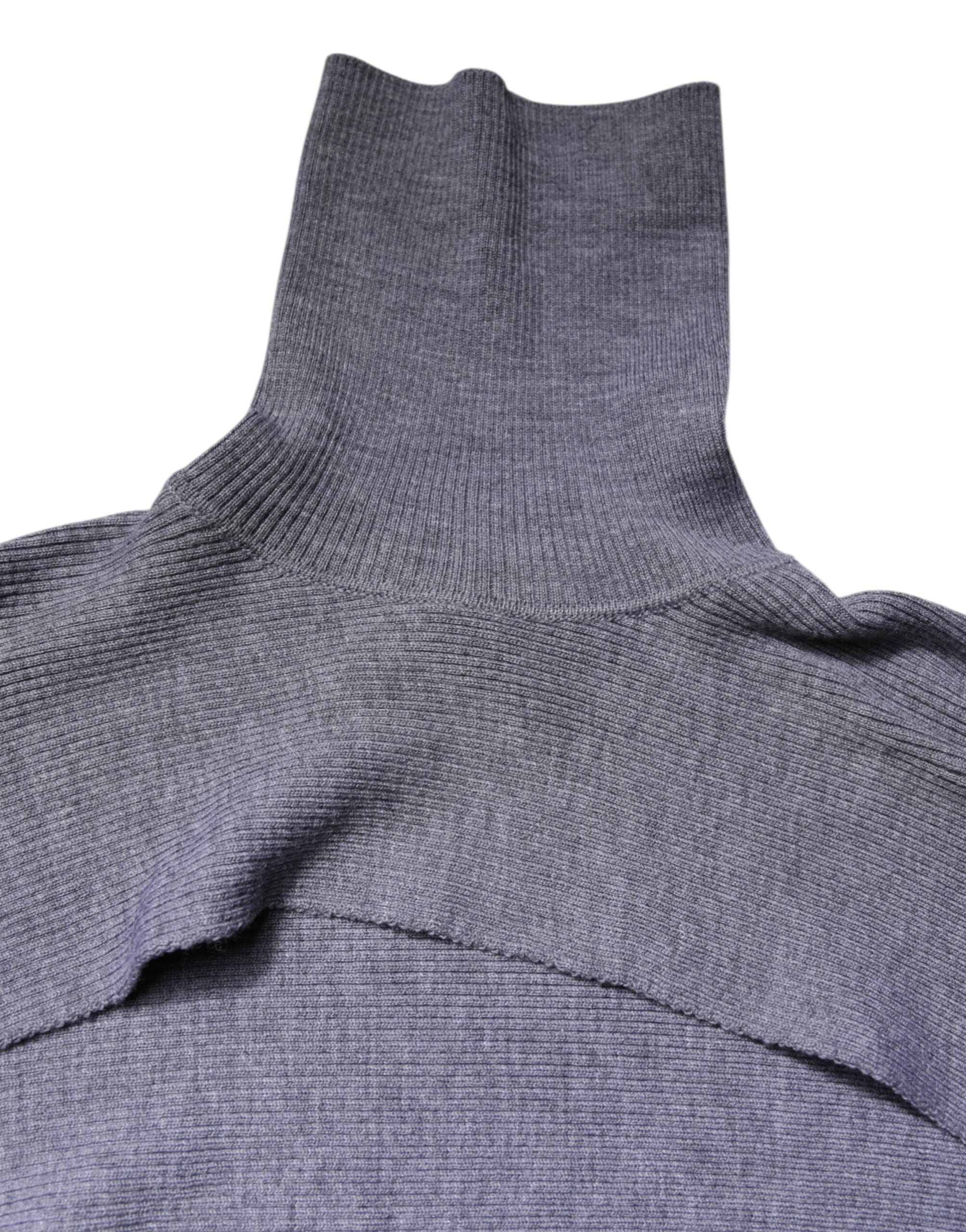 Dolce &amp; Gabbana Gray Wool Knit Turtleneck Cropped Top Sweater