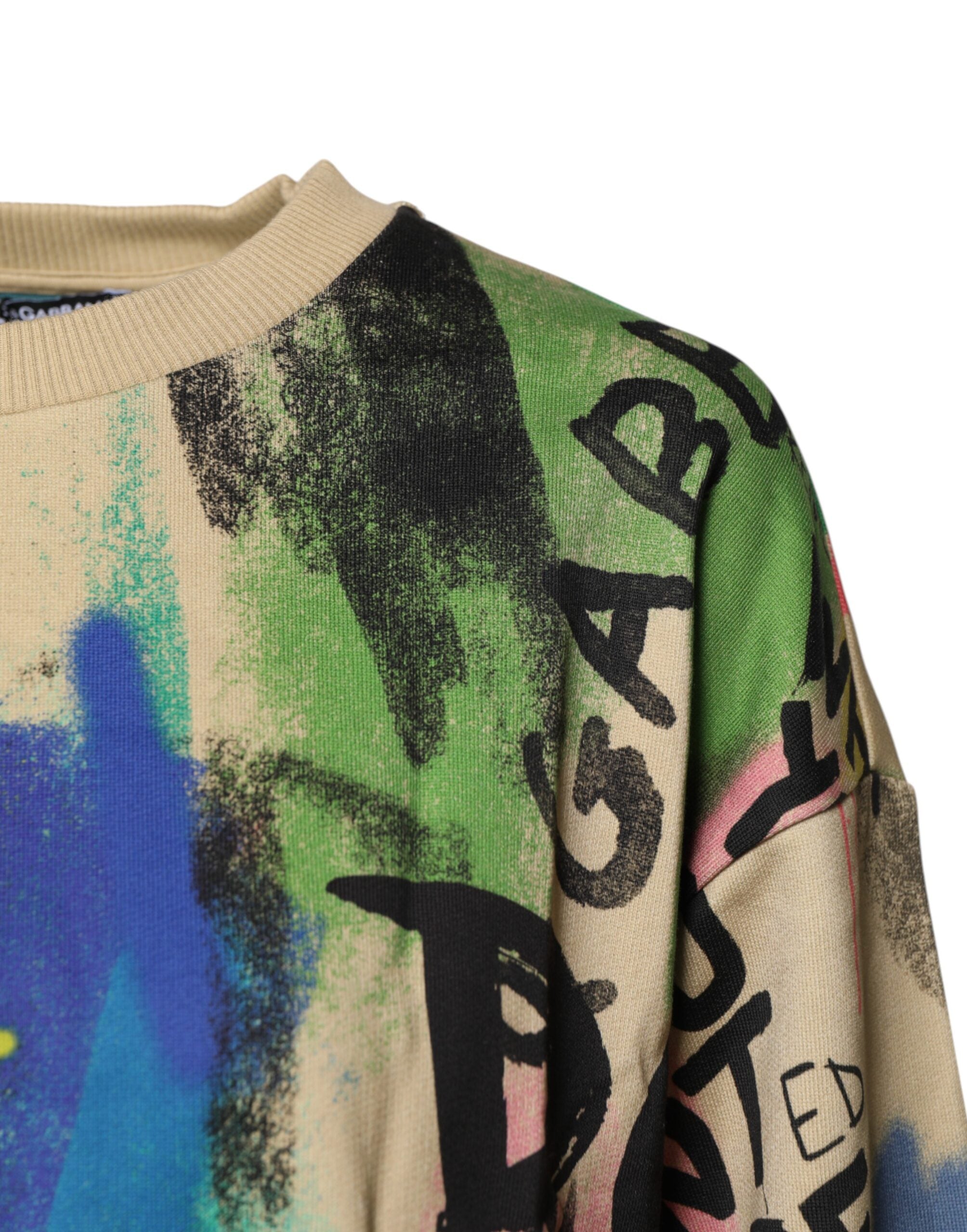 Dolce &amp; Gabbana Multicolor Print Cotton Pullover Sweater