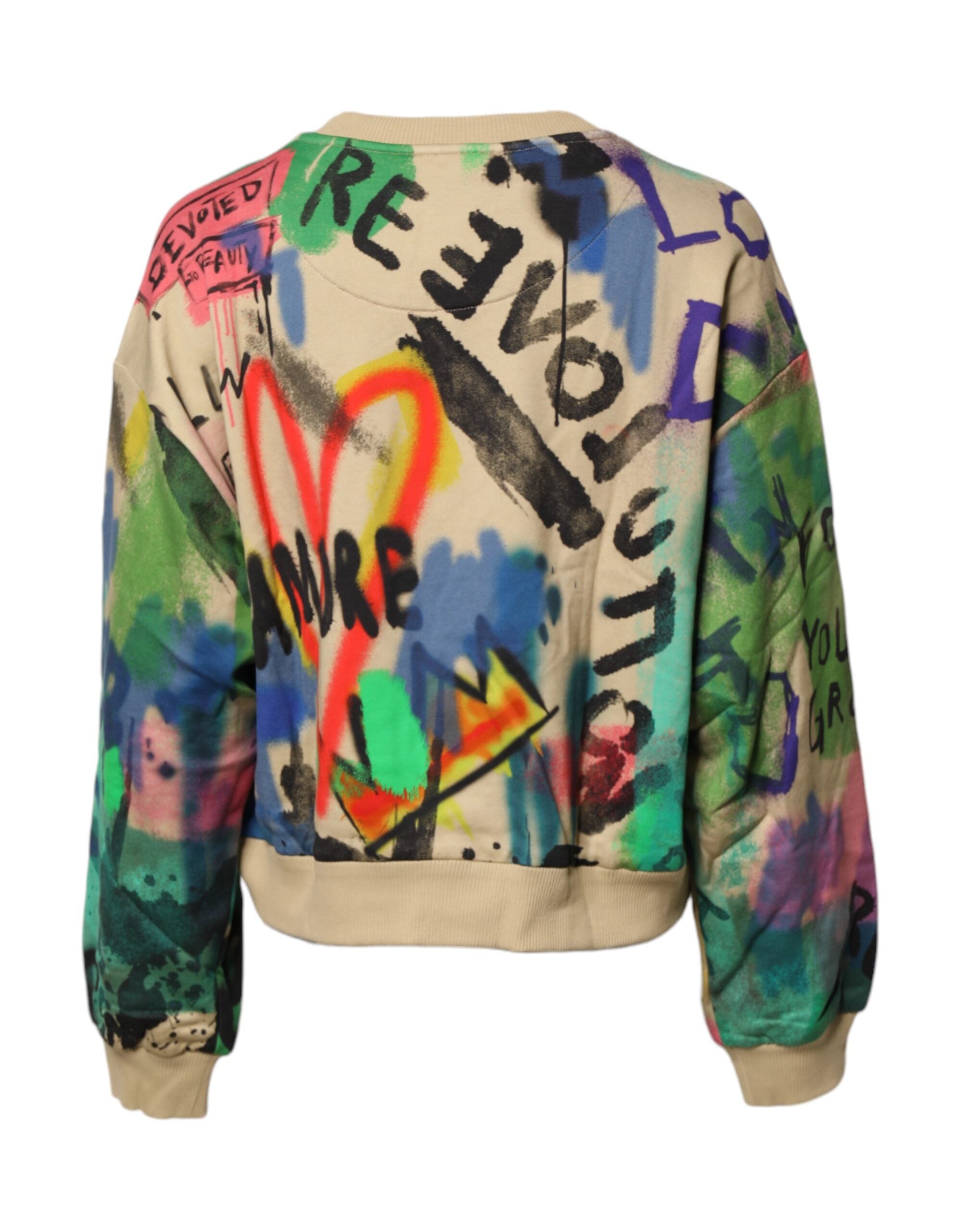 Dolce &amp; Gabbana Multicolor Print Cotton Pullover Sweater