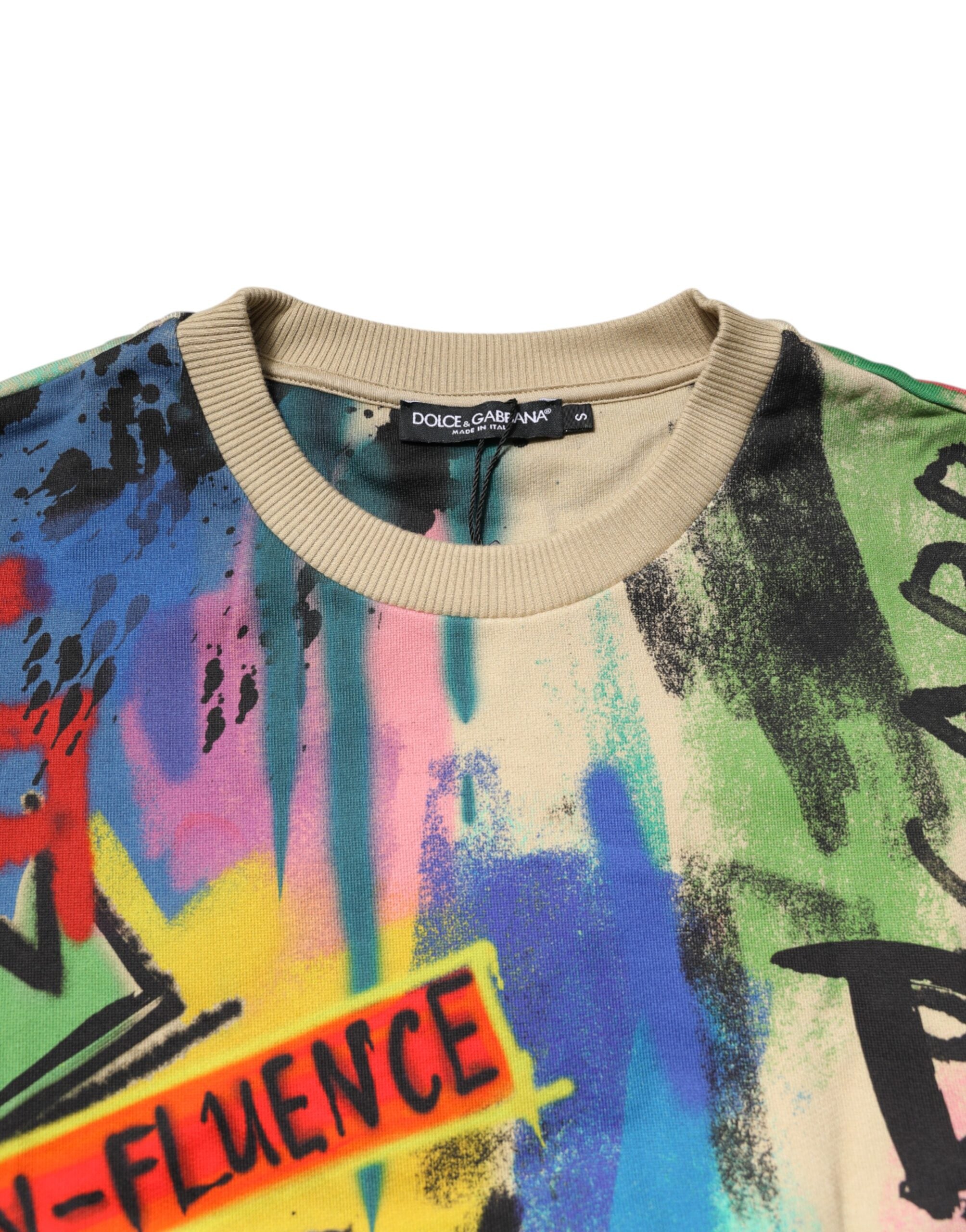 Dolce &amp; Gabbana Multicolor Print Cotton Pullover Sweater