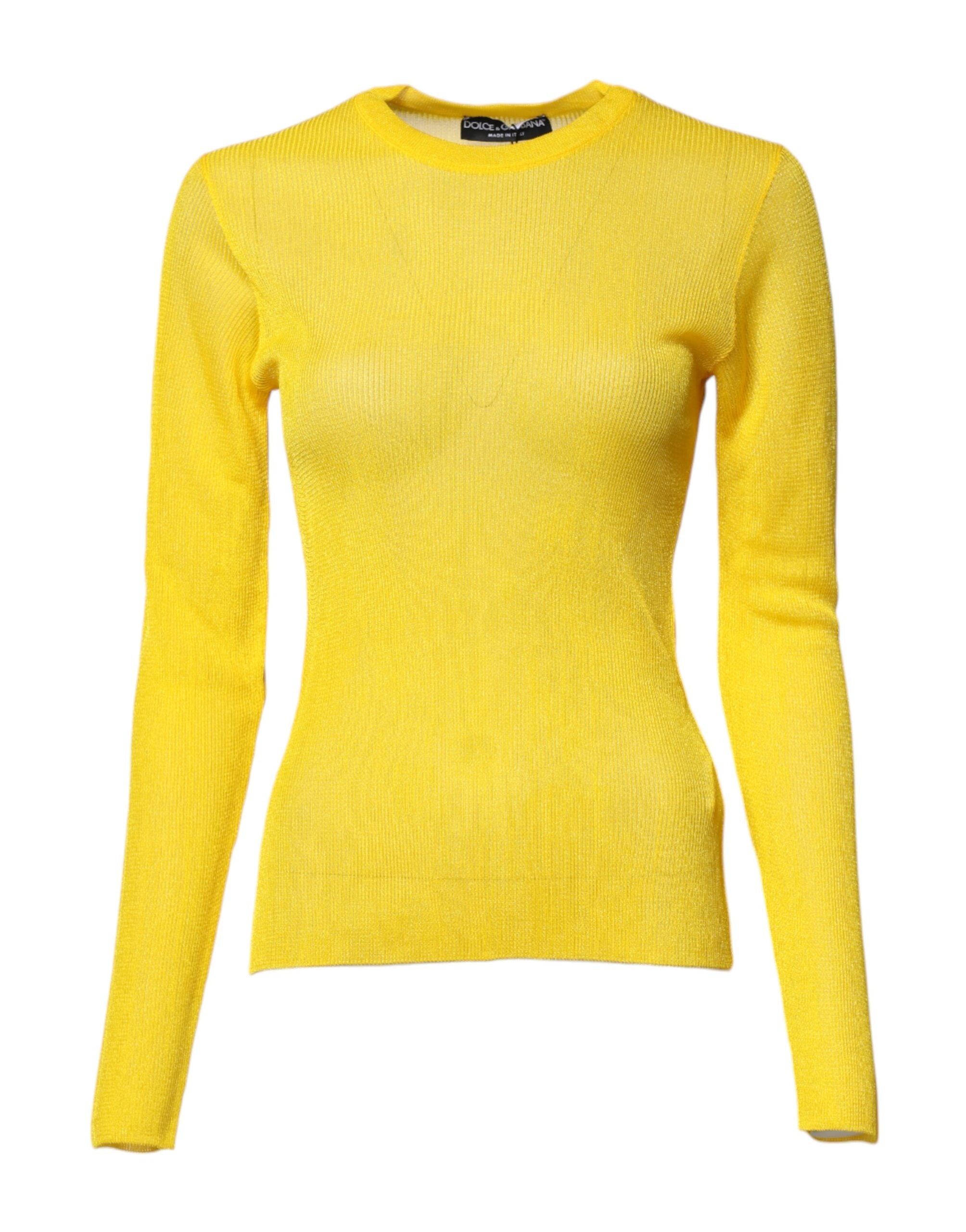 Dolce &amp; Gabbana Yellow Polyester Women Pullover Top Sweater
