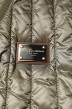 Dolce &amp; Gabbana Brown Logo Plaque Quilted Vest Jacket
