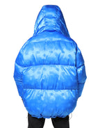 Dolce &amp; Gabbana Blue Logo Full Zip Hooded Quilted Jacket