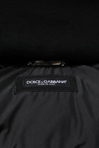 Dolce &amp; Gabbana Blue Logo Full Zip Hooded Quilted Jacket