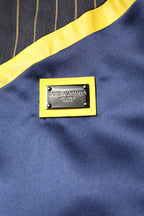 Dolce &amp; Gabbana Black Striped Logo Full Zip Bomber Jacket