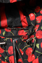 Dolce &amp; Gabbana Black Cherry Print Hooded Windbreaker Jacket