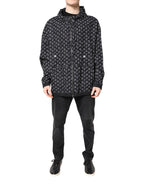 Dolce &amp; Gabbana Black Heart Print Hooded Windbreaker Jacket