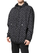 Dolce &amp; Gabbana Black Heart Print Hooded Windbreaker Jacket