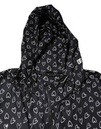 Dolce &amp; Gabbana Black Heart Print Hooded Windbreaker Jacket