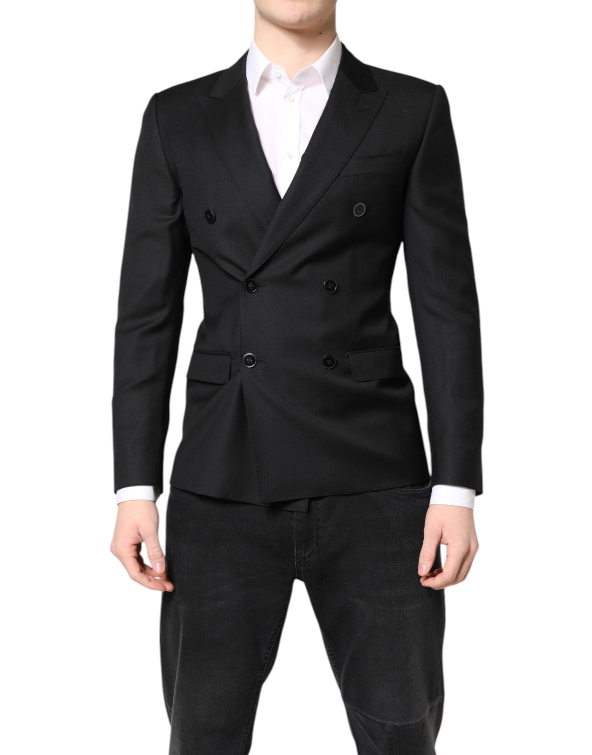 Dolce &amp; Gabbana Black MARTINI Double Breasted Coat Blazer
