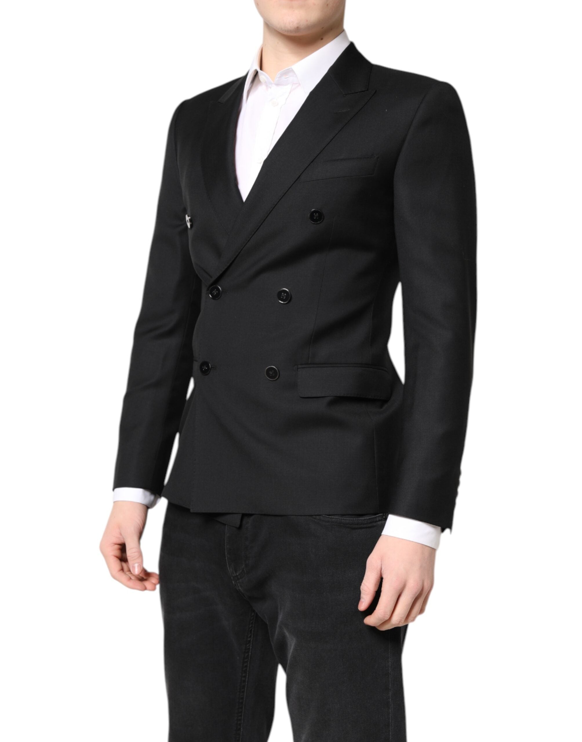Dolce &amp; Gabbana Black MARTINI Double Breasted Coat Blazer