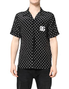 Dolce &amp; Gabbana Black Polka Dot Short Sleeves Casual Shirt