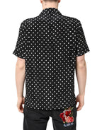 Dolce &amp; Gabbana Black Polka Dot Short Sleeves Casual Shirt