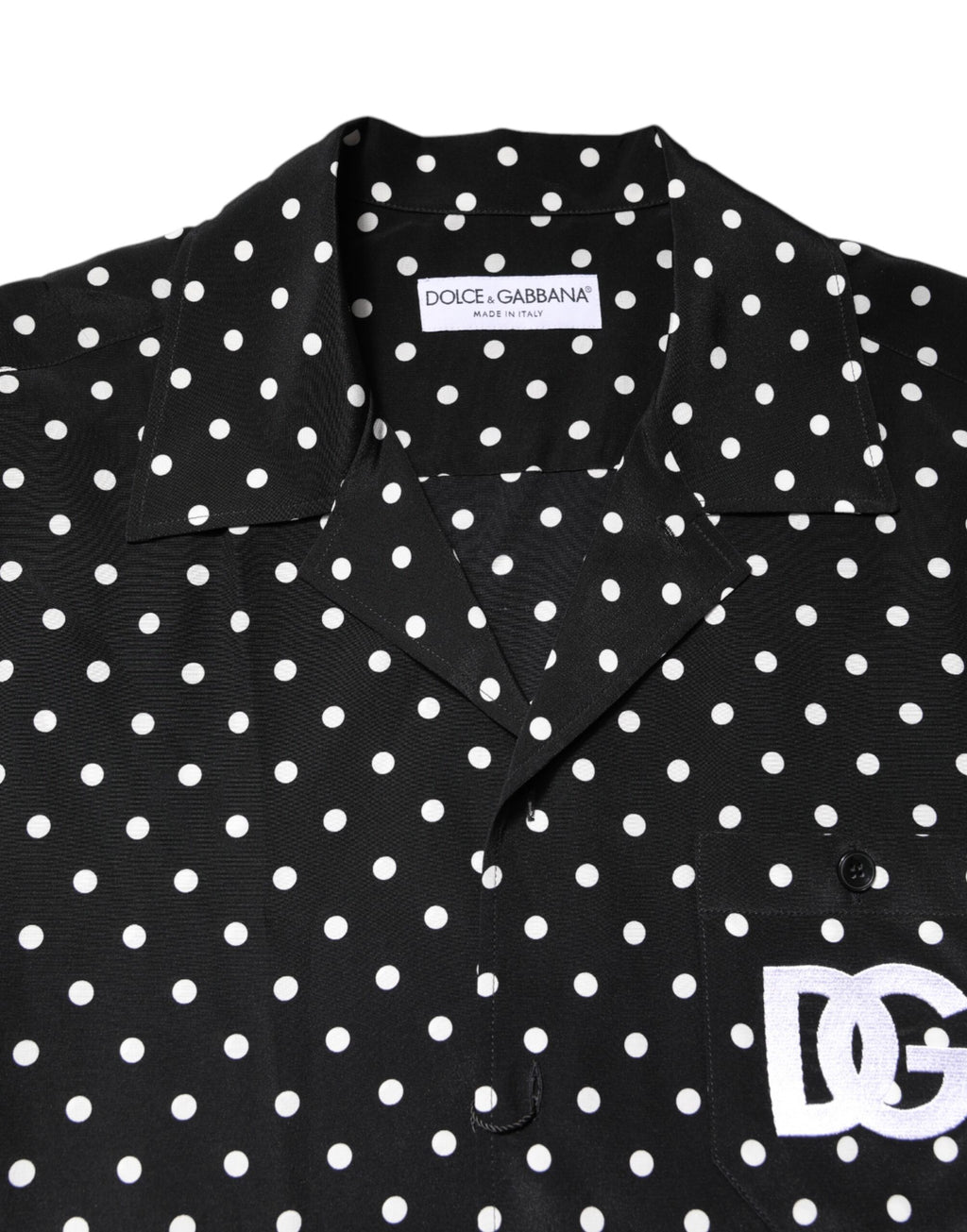 Dolce &amp; Gabbana Black Polka Dot Short Sleeves Casual Shirt