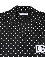 Dolce &amp; Gabbana Black Polka Dot Short Sleeves Casual Shirt