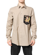 Dolce &amp; Gabbana Beige Pin Up Print MARTINI Men Casual Shirt