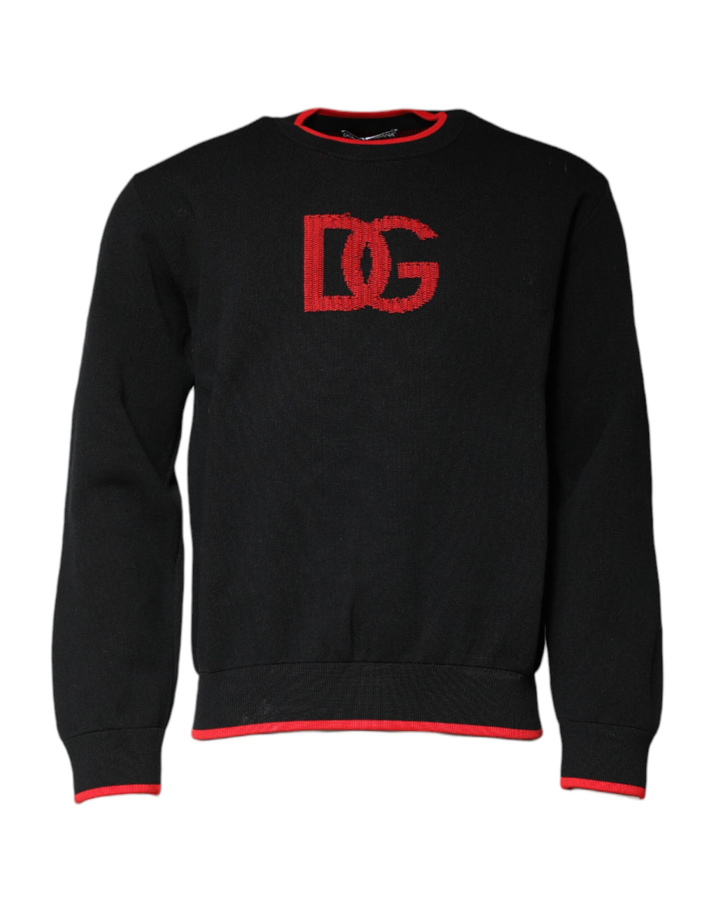 Dolce &amp; Gabbana Black Nylon DG Logo Knit Men Pullover Sweater