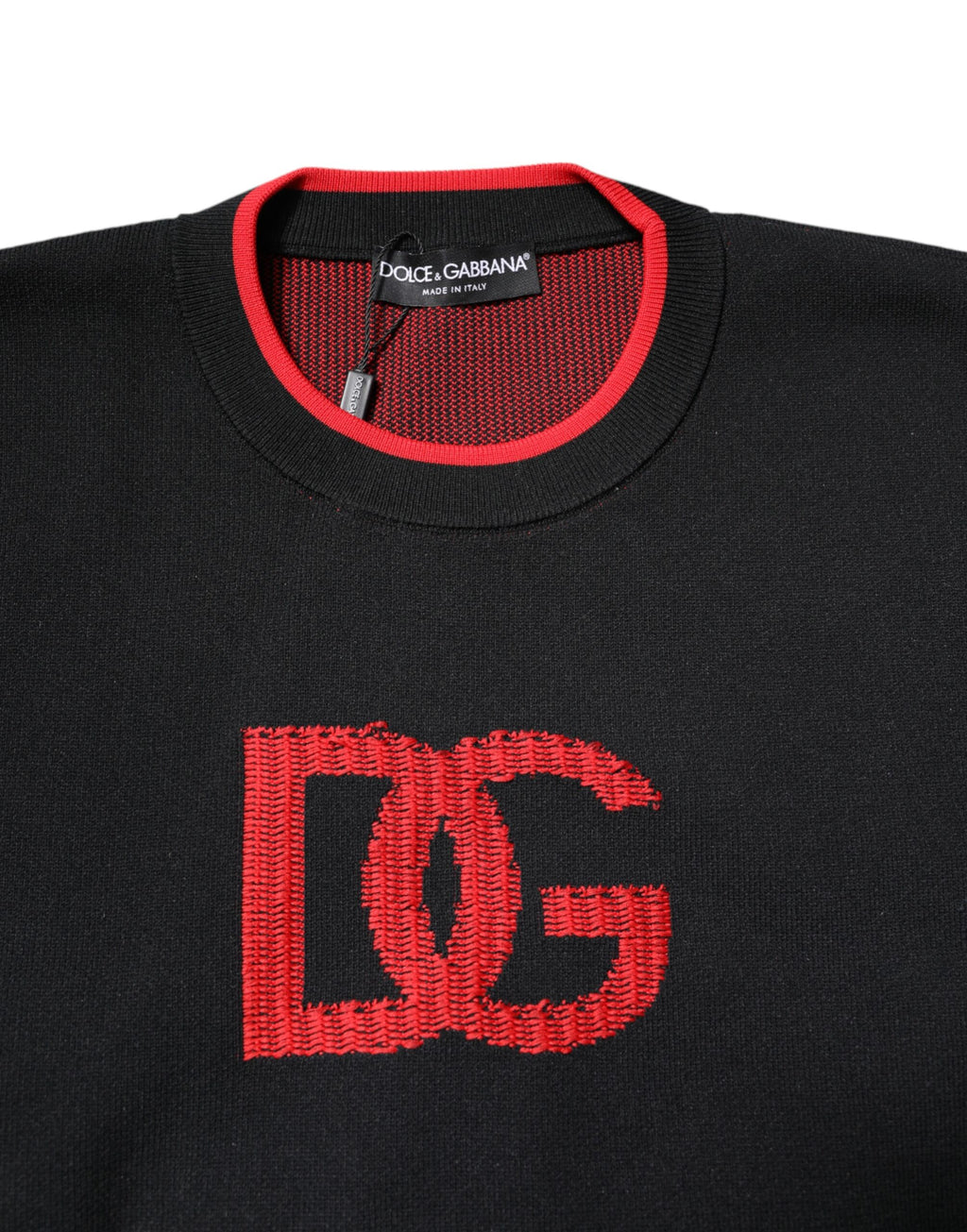 Dolce &amp; Gabbana Black Nylon DG Logo Knit Men Pullover Sweater