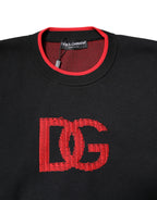 Dolce &amp; Gabbana Black Nylon DG Logo Knit Men Pullover Sweater
