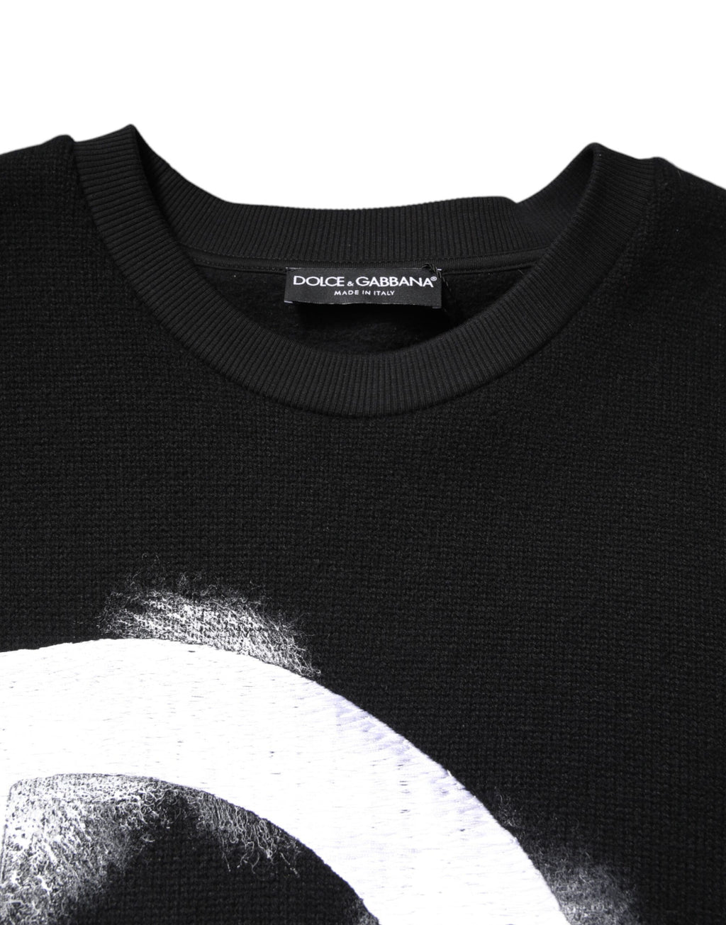 Dolce &amp; Gabbana Black Cotton Logo Print Men Pullover Sweater