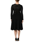 Dolce &amp; Gabbana Black Cashmere Long Sleeves A-line Midi Dress
