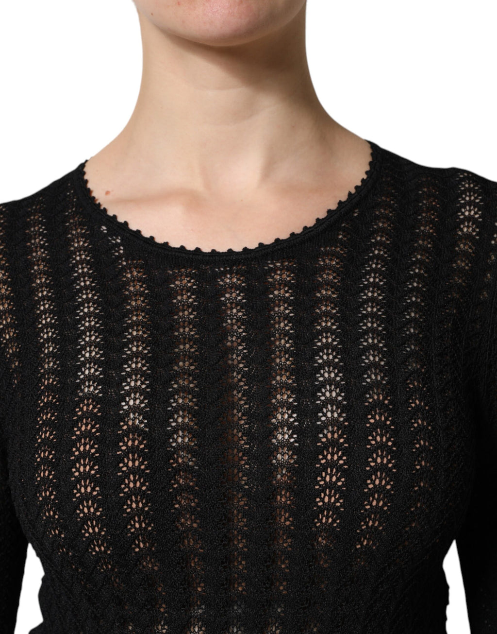 Dolce &amp; Gabbana Black Cashmere Long Sleeves A-line Midi Dress