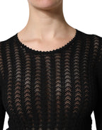 Dolce &amp; Gabbana Black Cashmere Long Sleeves A-line Midi Dress