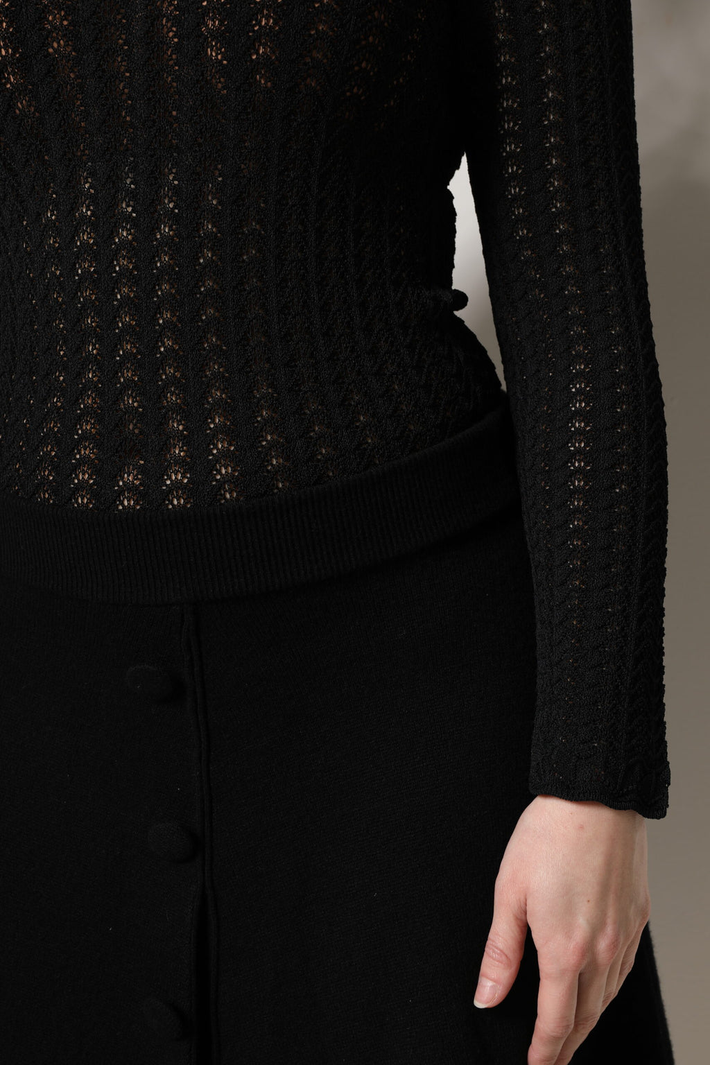 Dolce &amp; Gabbana Black Cashmere Long Sleeves A-line Midi Dress