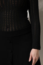 Dolce &amp; Gabbana Black Cashmere Long Sleeves A-line Midi Dress