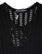 Dolce &amp; Gabbana Black Cashmere Long Sleeves A-line Midi Dress