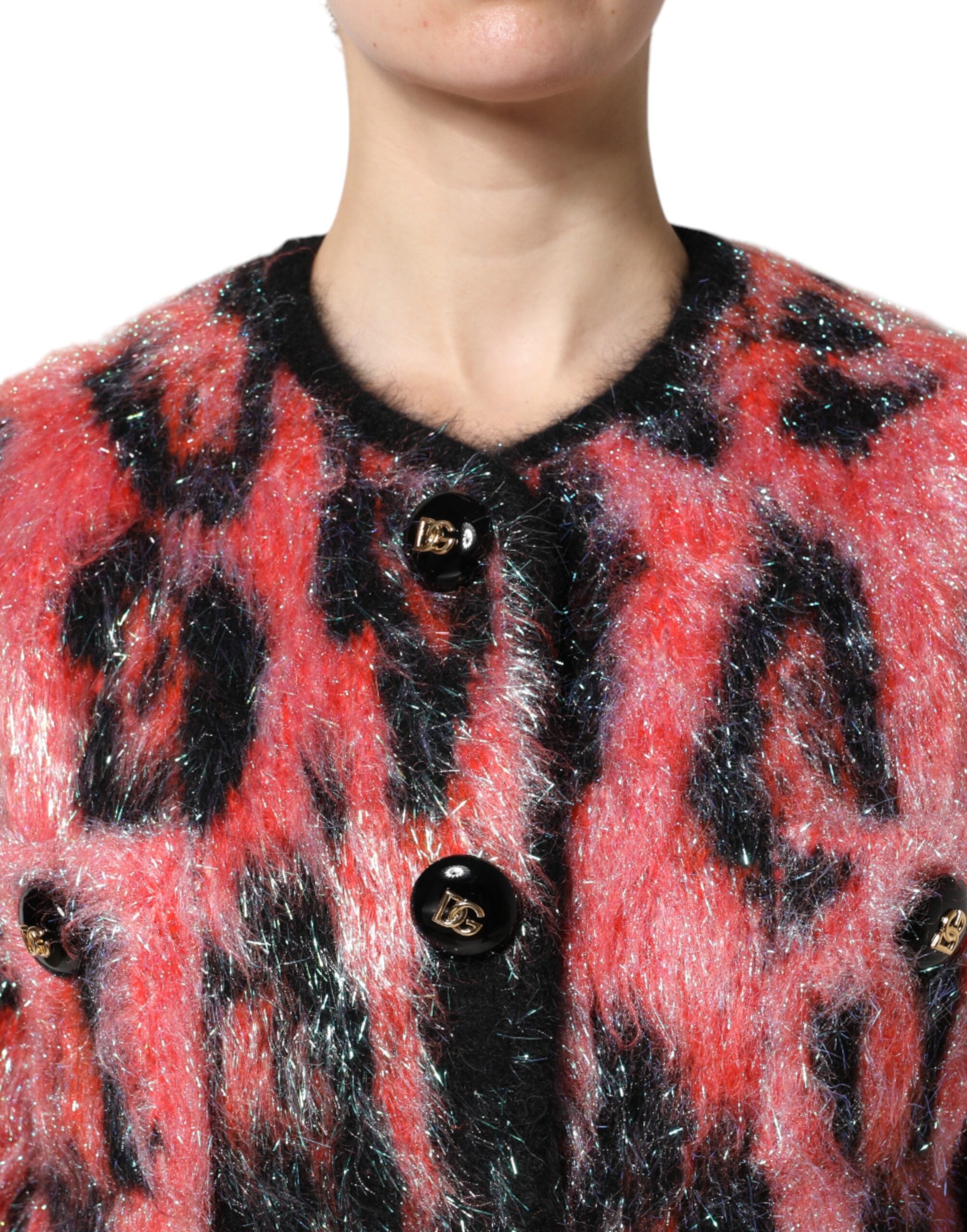 Dolce &amp; Gabbana Red Mohair Wool Button Down Cardigan Sweater