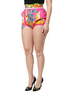 Dolce & Gabbana Pink Printed High Waist Hot Pants Shorts