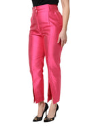 Dolce &amp; Gabbana Pink Silk High Waist Tapered Pants