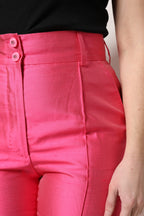 Dolce &amp; Gabbana Pink Silk High Waist Tapered Pants