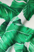 Dolce &amp; Gabbana White Green Leaf High Waist Pants