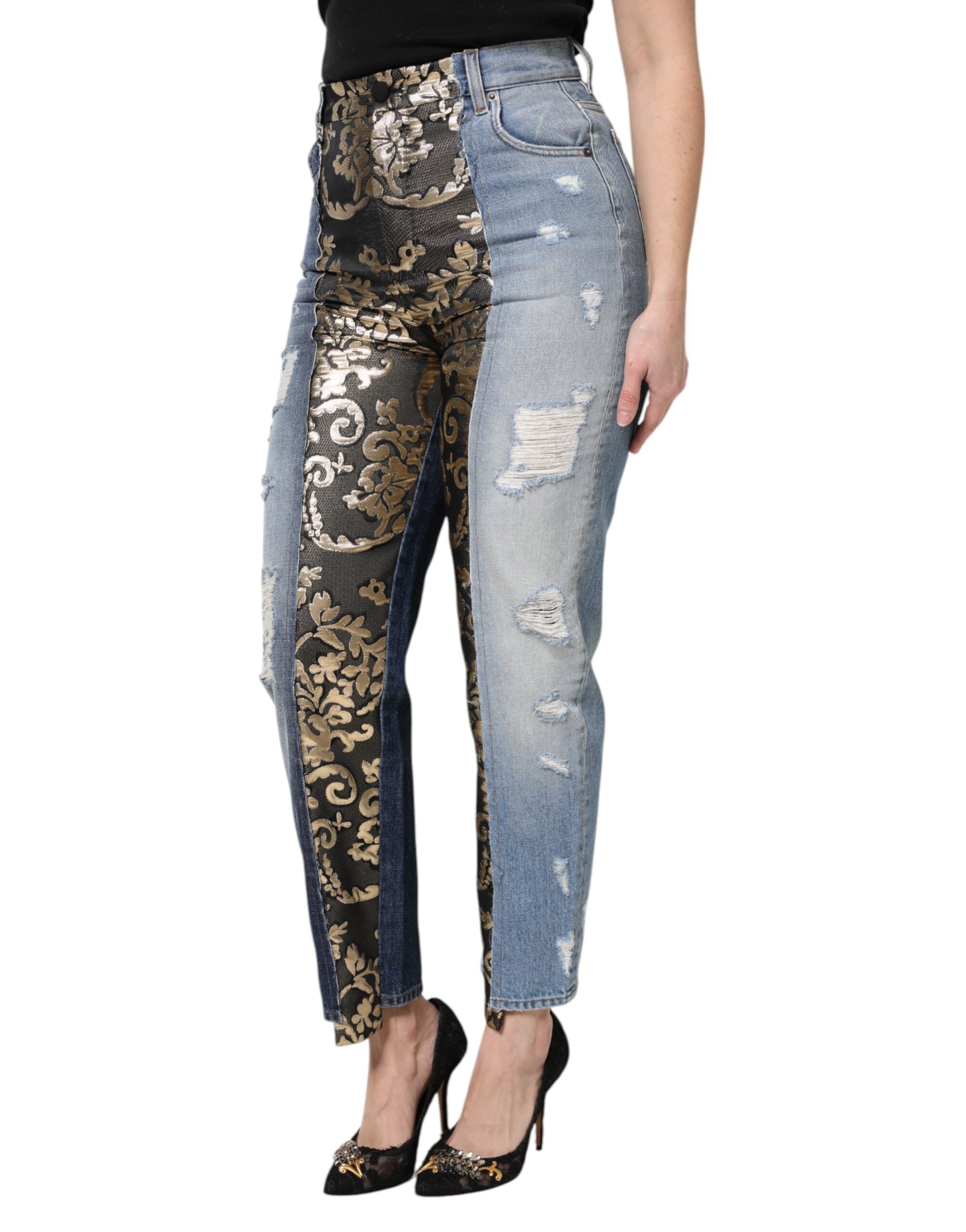 Dolce &amp; Gabbana Multicolor Patchwork High Waist Denim Jeans