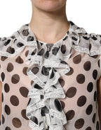 Dolce &amp; Gabbana White Black Polka Dot Cotton Sleeveless Top