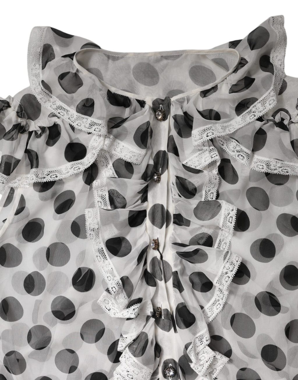 Dolce &amp; Gabbana White Black Polka Dot Cotton Sleeveless Top