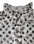 Dolce &amp; Gabbana White Black Polka Dot Cotton Sleeveless Top