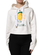 Dolce &amp; Gabbana Ivory Cotton Printed Hooded Pullover Sweater