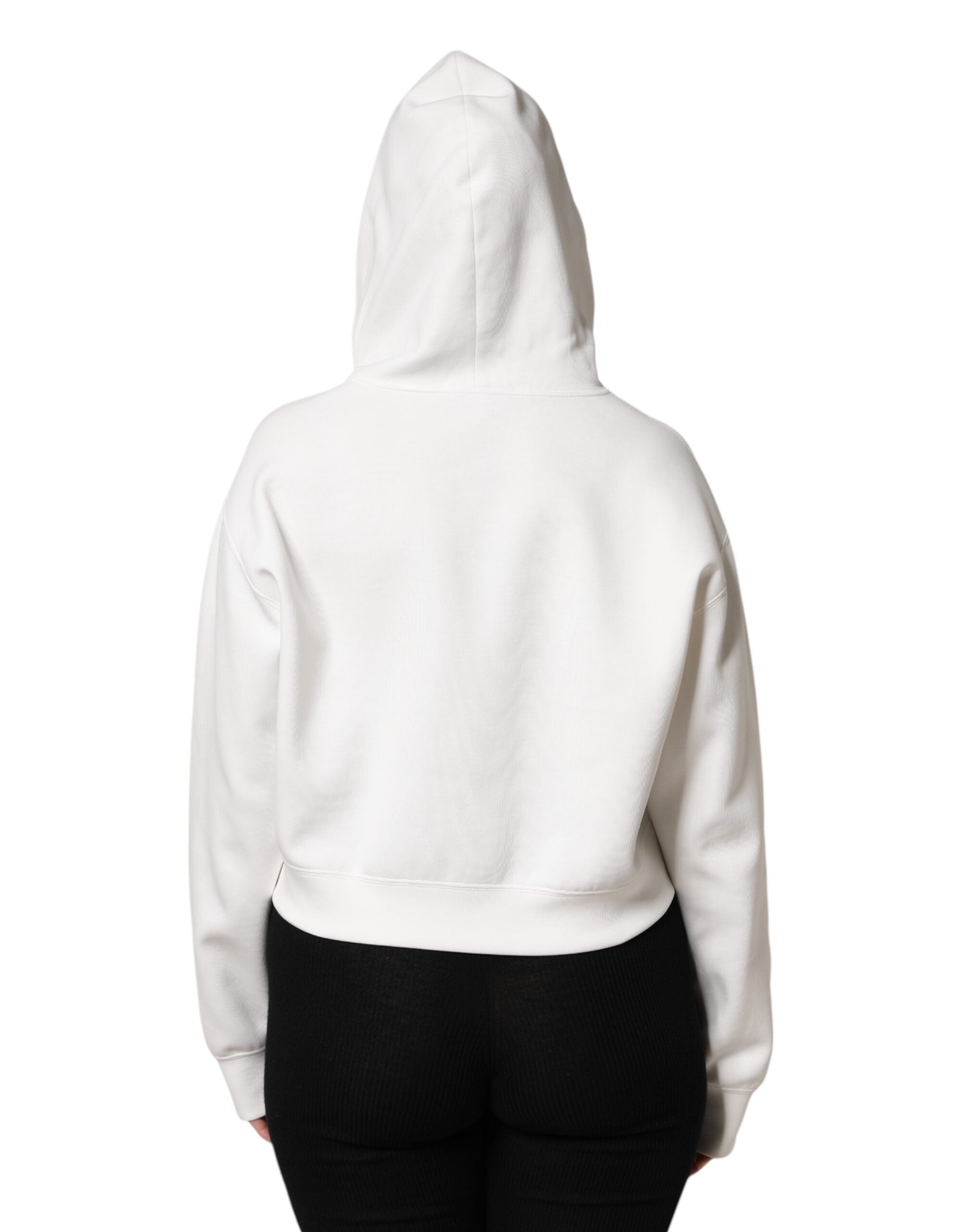 Dolce &amp; Gabbana Ivory Cotton Printed Hooded Pullover Sweater