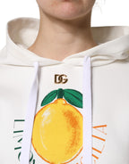 Dolce &amp; Gabbana Ivory Cotton Printed Hooded Pullover Sweater