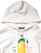 Dolce &amp; Gabbana Ivory Cotton Printed Hooded Pullover Sweater