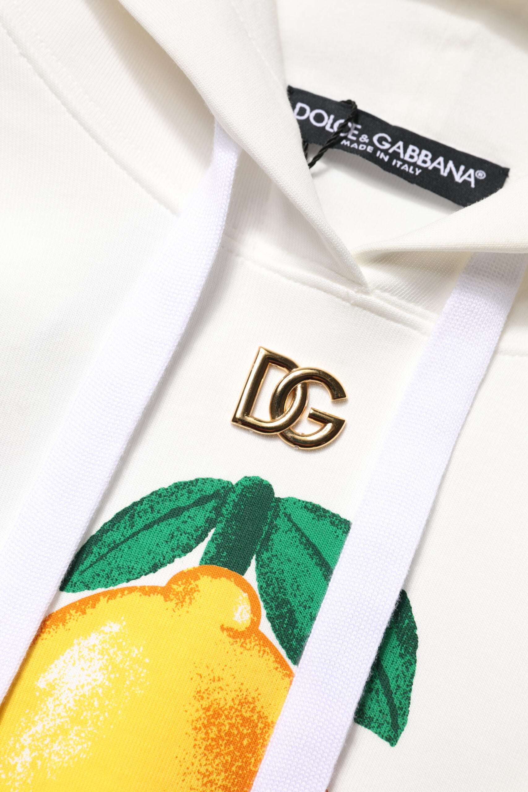 Dolce &amp; Gabbana Ivory Cotton Printed Hooded Pullover Sweater