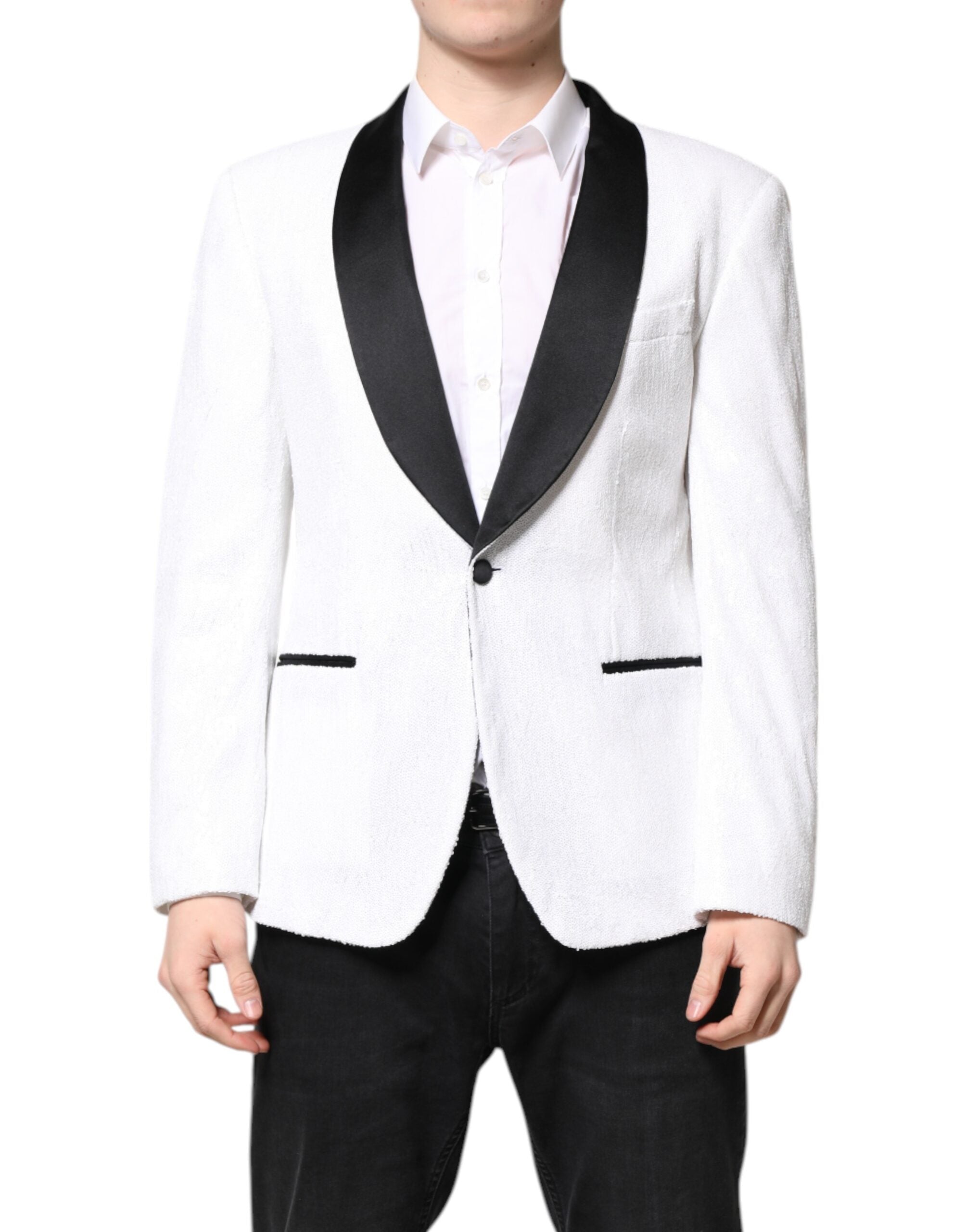 Dolce &amp; Gabbana White Nylon Single Breasted Coat Blazer