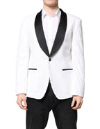 Dolce &amp; Gabbana White Nylon Single Breasted Coat Blazer