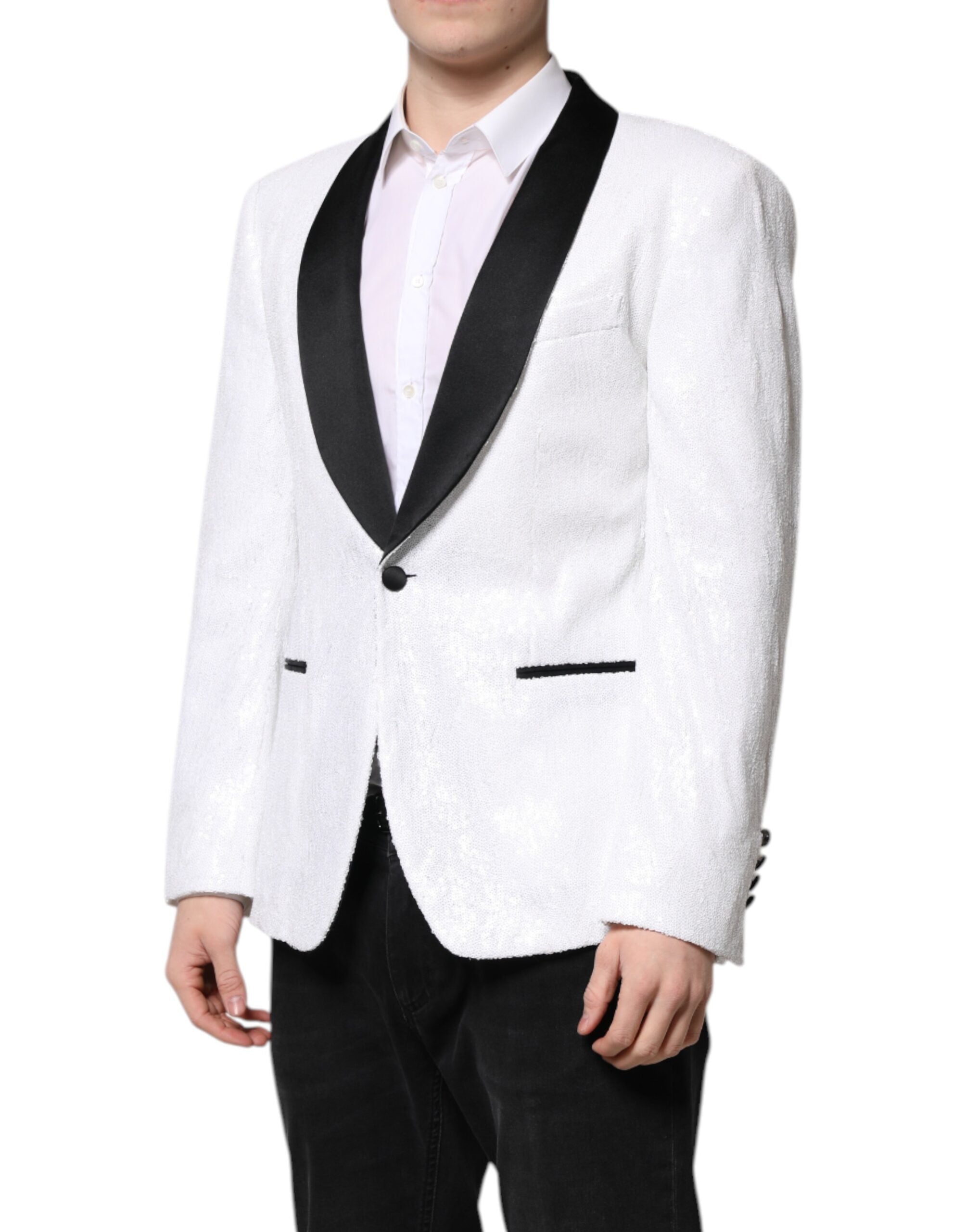 Dolce &amp; Gabbana White Nylon Single Breasted Coat Blazer