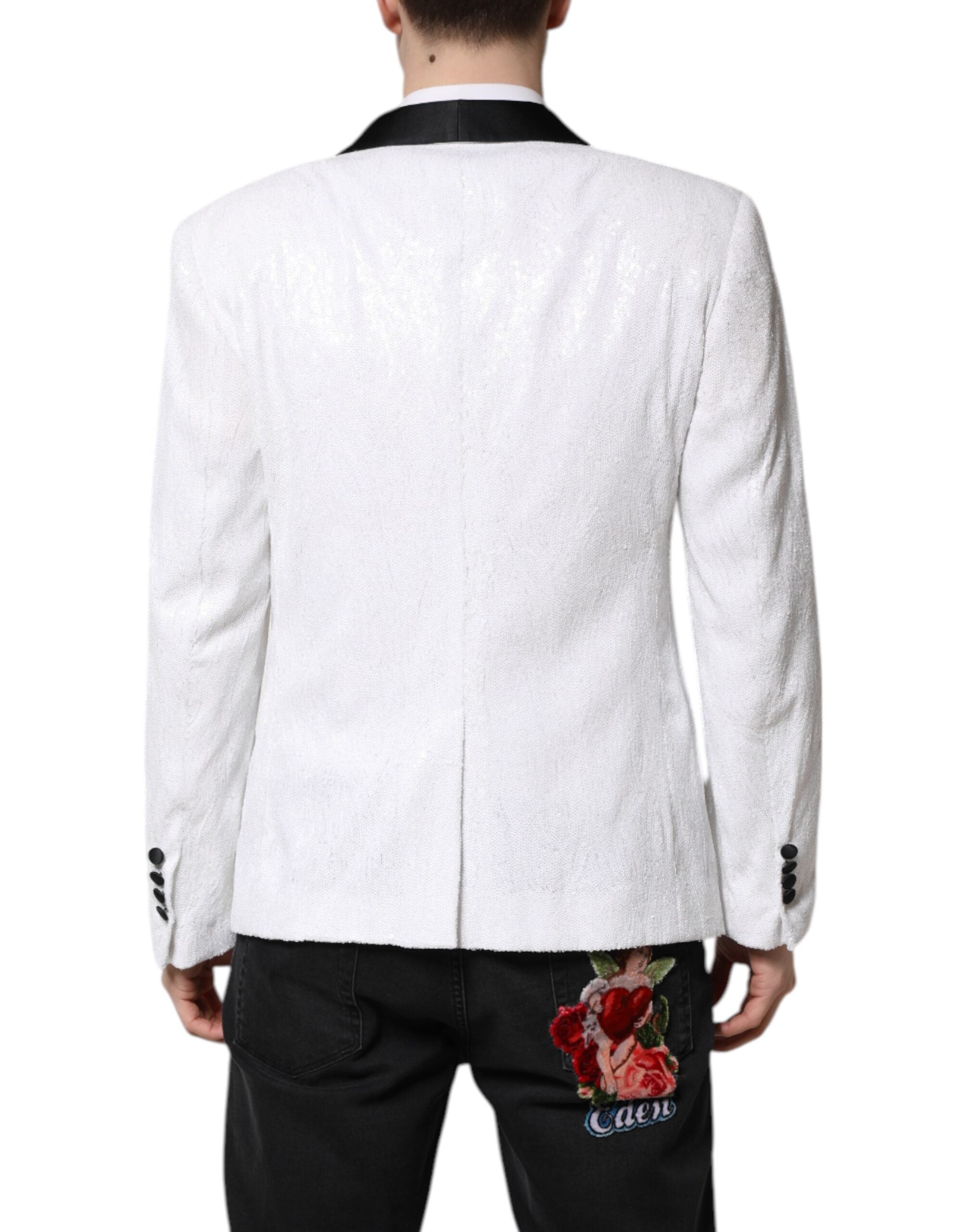 Dolce &amp; Gabbana White Nylon Single Breasted Coat Blazer