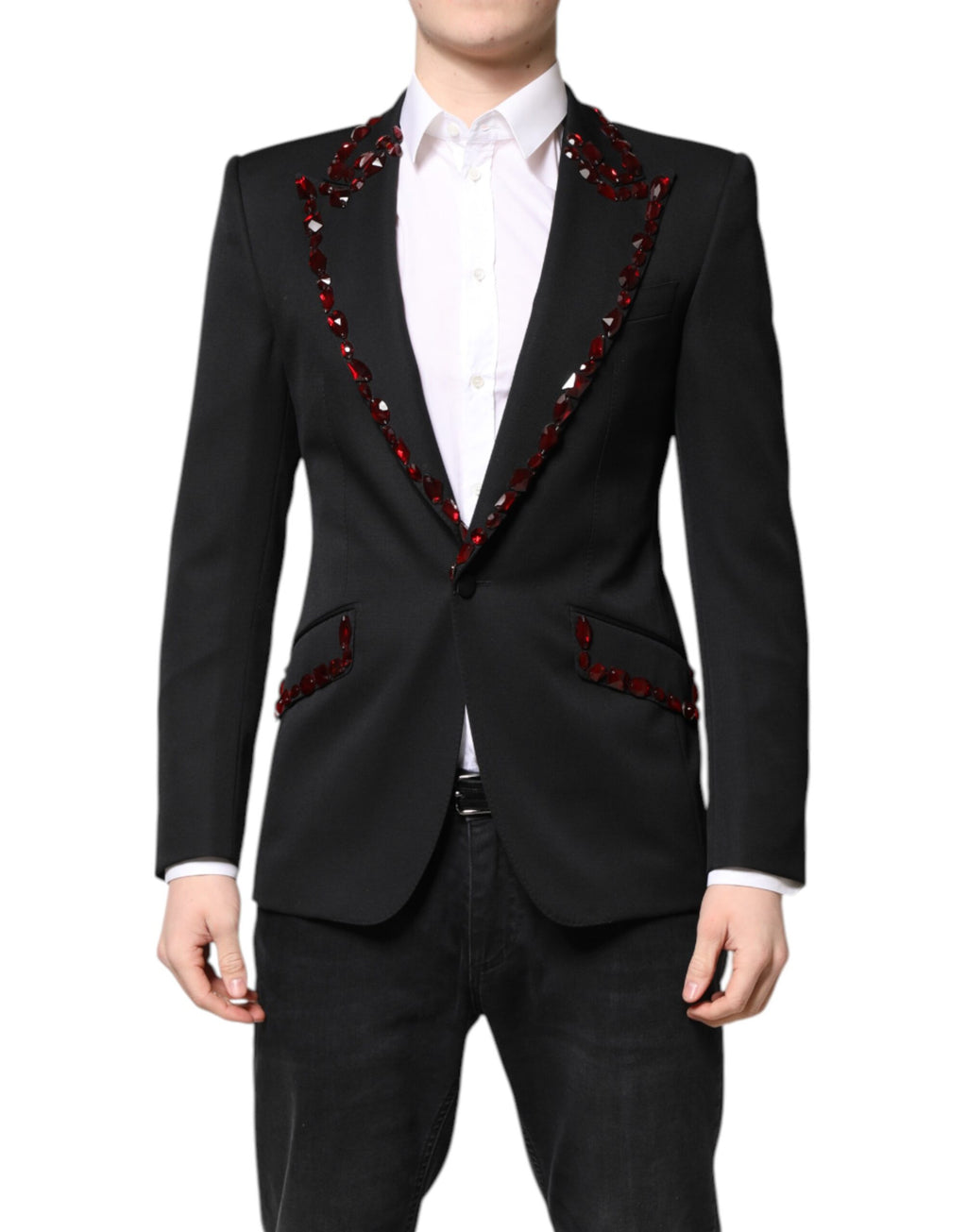 Dolce &amp; Gabbana Black SICILIA CrystalEmbellished Coat Blazer